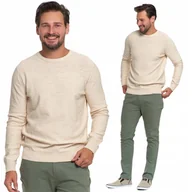 Swetry męskie - SWETER MĘSKI BAWEŁNIANY ELEGANCKI KLASYCZNY MODNY 100% BAWEŁNA MORAJ S BEIGE - miniaturka - grafika 1
