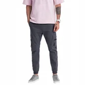 Spodnie męskie - Męskie spodnie JOGGERY zapinane kieszenie grafitowe V3 OM-PAJO-0125 XL - miniaturka - grafika 1