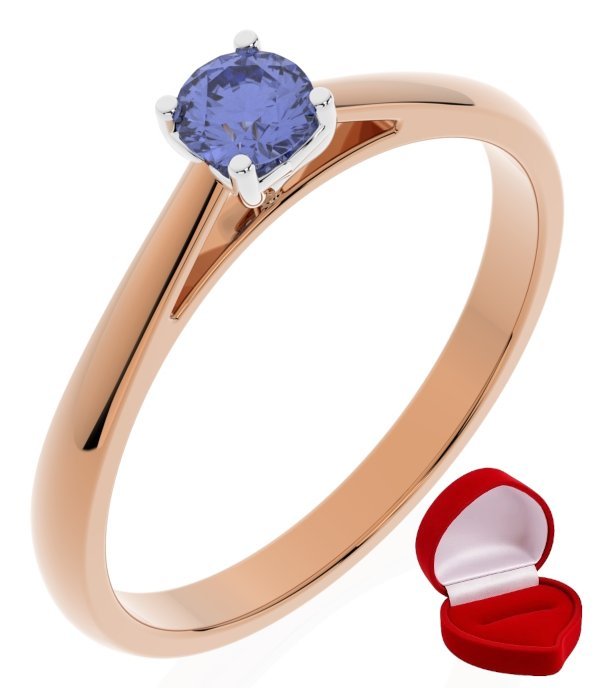ZŁOTY PIERŚCIONEK ZARĘCZYNOWY 585 14k TANZANIT 0,19 ct RÓŻOWE ZŁOTO R0