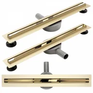 Odpływy liniowe - REA-G5692 Neo Slim L.Gold Mirror Pro 500 Odpływ liniowy + syfon + nożki + mankiet uszczelniający - miniaturka - grafika 1