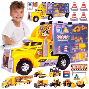 Ogromny Tir Laweta Ciężarówka Z Wyrzutnią 57cm + 7 Aut Pojazdy Budowlane - Samochody i pojazdy dla dzieci - miniaturka - grafika 1