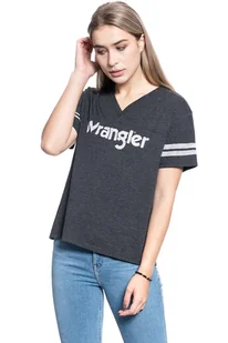 DAMSKI T-SHIRT WRANGLER V NECK DRAPE TEE BLACK W7P8E4100 112132066 - Wrangler - Koszulki i topy damskie - miniaturka - grafika 1