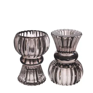 Świecznik szklany szary tealight świeca stożkowa - Świeczniki - miniaturka - grafika 1