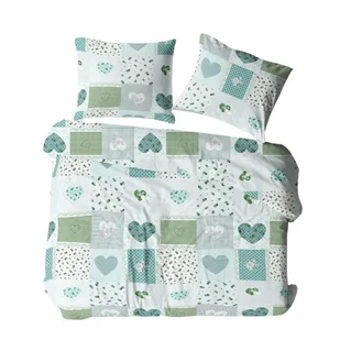 Pościel z kory 180x200 turkusowa paczłork kratka serca Bielawa KARO - Pościel - miniaturka - grafika 1