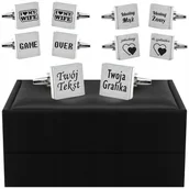 Spinki do mankietów i krawatów - Zestaw Spinki do mankietów TWÓJ TEKST Grawer - miniaturka - grafika 1