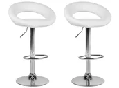Taborety i hokery - Beliani Zestaw 2 hokerów barowych skóra ekologiczna białe PEORIA - miniaturka - grafika 1