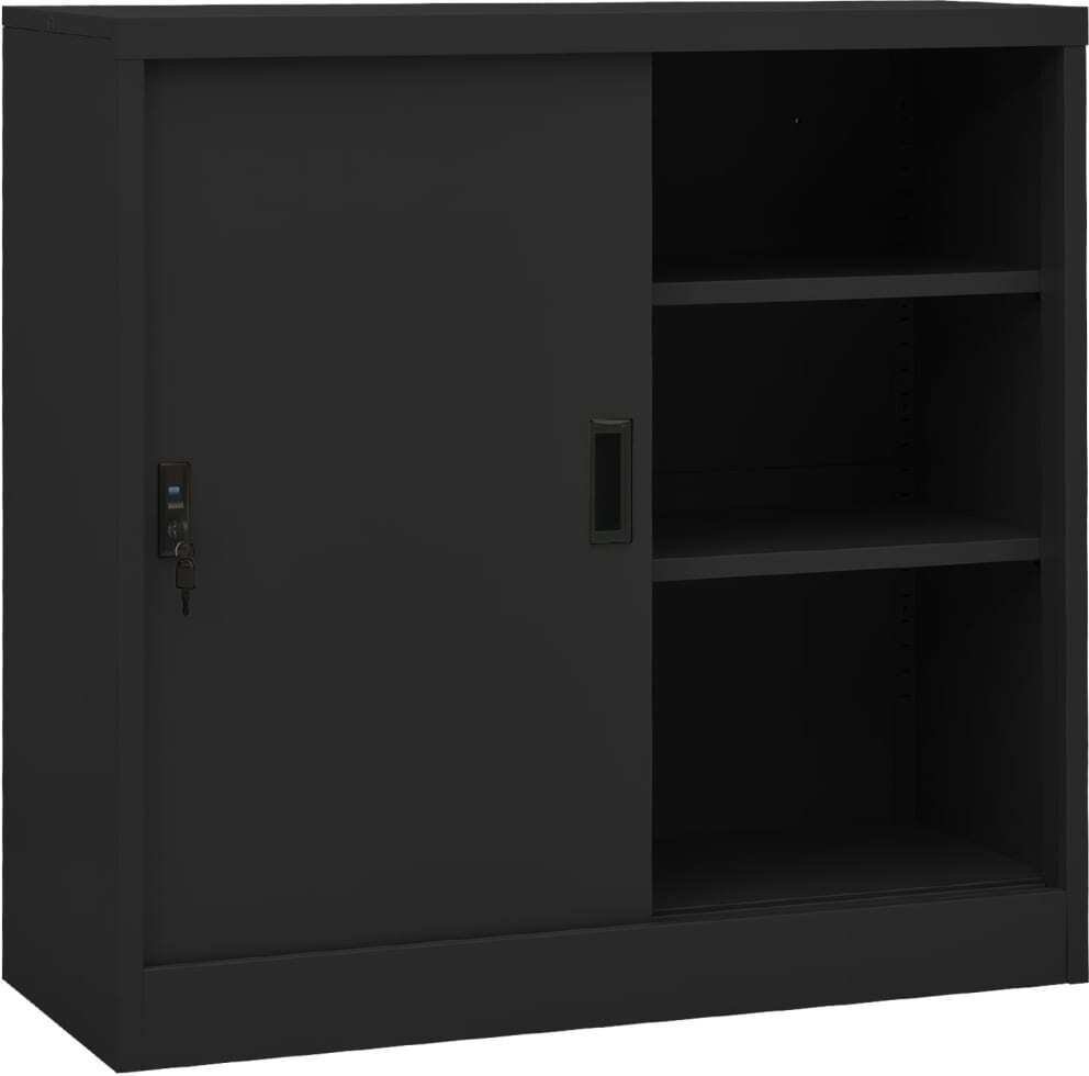 Szafa biurowa z drzwiami przesuwnymi antracyt 90x40x90 cm stal