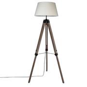 Atmosphera Drewniana lampa podłogowa stojąca z abażurem RUNO lampa na regulowanym statywie kolor lniany wys 145 cm |Darmowa dostawa B06Y1BD89H