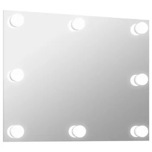 vidaXL Lustro ścienne z lampkami LED, bez ramy, prostokątne, szklane - Lustra - miniaturka - grafika 1