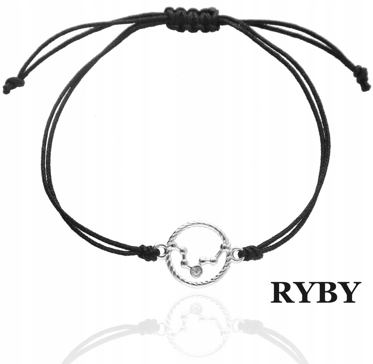 SREBRNA bransoletka sznurkowa RYBY znak zodiaku srebro 925 dowolny kolor