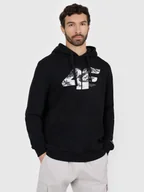 Bluzy męskie - 4F Bluza dresowa nierozpinana z kapturem męska - czarna XXL - miniaturka - grafika 1