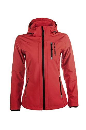 HKM 5273 kurtka softshellowa sportowa, damska kurtka dziewczęca, kurtka przeciwdeszczowa z kapturem, czerwony (Red), M