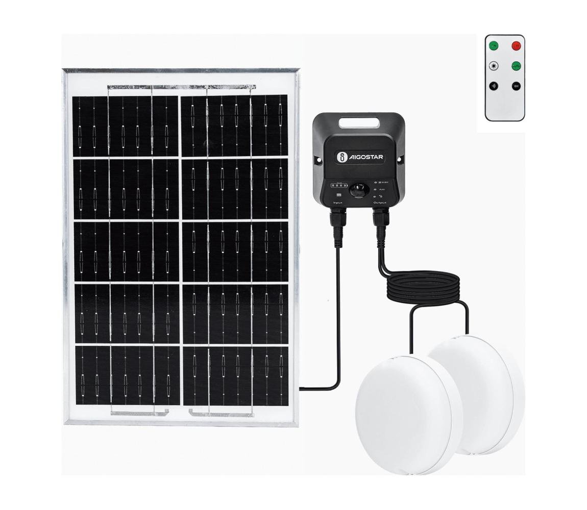 Aigostar - solarny plafon LED 2xLED/35W/3,7V 6000 mAh IP65 + pilot