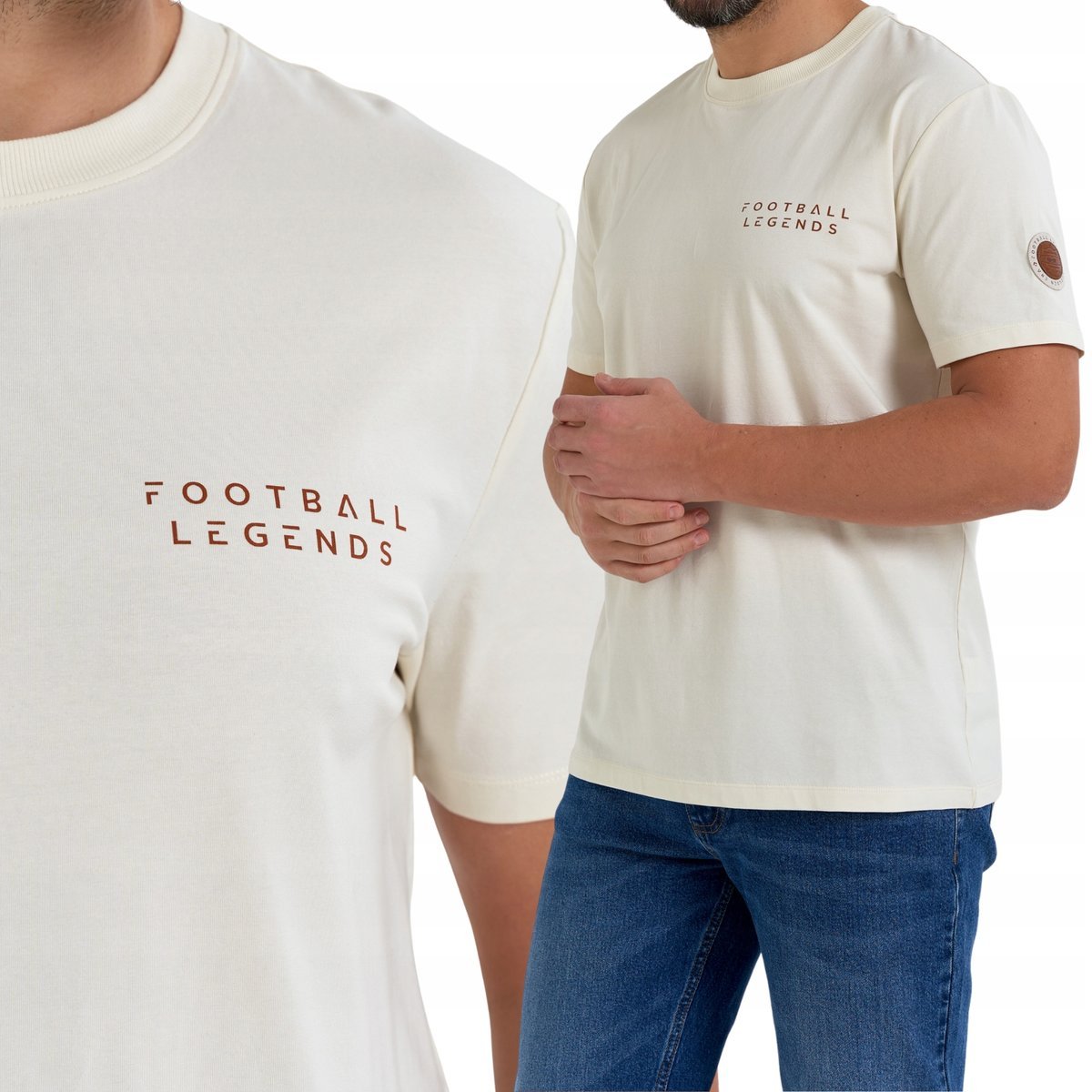 T-SHIRT MĘSKI BAWEŁNIANY SPORTOWY REGULARNY KRÓJ WYGODNY MORAJ L BEIGE