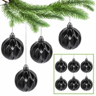 Bombki - Antracytowe bombki choinkowe, zestaw plastikowych bombek, ozdoby choinkowe 6cm, 6 szt. 1 paczka - miniaturka - grafika 1