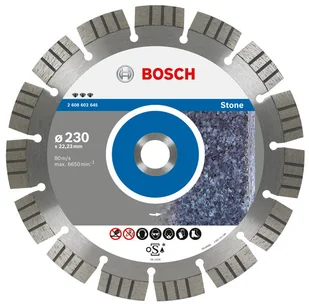 Bosch Diamentowa tarcza tnąca Best do kamienia 230 x 22 23 x 2 4 x 15 mm 2608602645 Średnica 230 mm Średnica wewnętrzna 22.23 mm 1 szt - Tarcze do pił - miniaturka - grafika 2