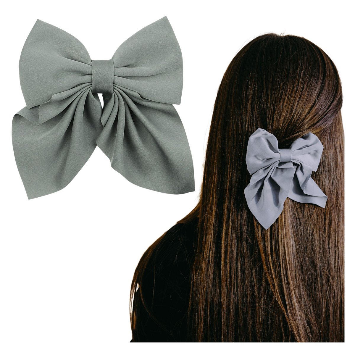 Kokarda do Włosów Szara Duża Ozdobna Matowa Spinka Lekka i Wygodna
