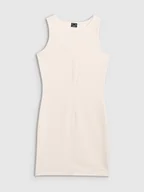 Sukienki - 4F Sukienka mini z prążkowanej dzianiny damska - biała M - miniaturka - grafika 1