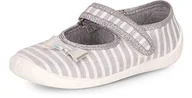Buty dla dziewczynek - Ladeheid Kapcie dziecięce dla dziewczynek, z zapięciem na rzepy, oddychające kapcie dziecięce do szkoły, przedszkola i domu LARW007, Szaro-białe paski 2, 27 EU - miniaturka - grafika 1