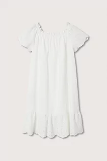 Sukienki i spódniczki dla dziewczynek - Mango Kids sukienka bawełniana dziecięca Suizo kolor biały mini rozkloszowana - grafika 1