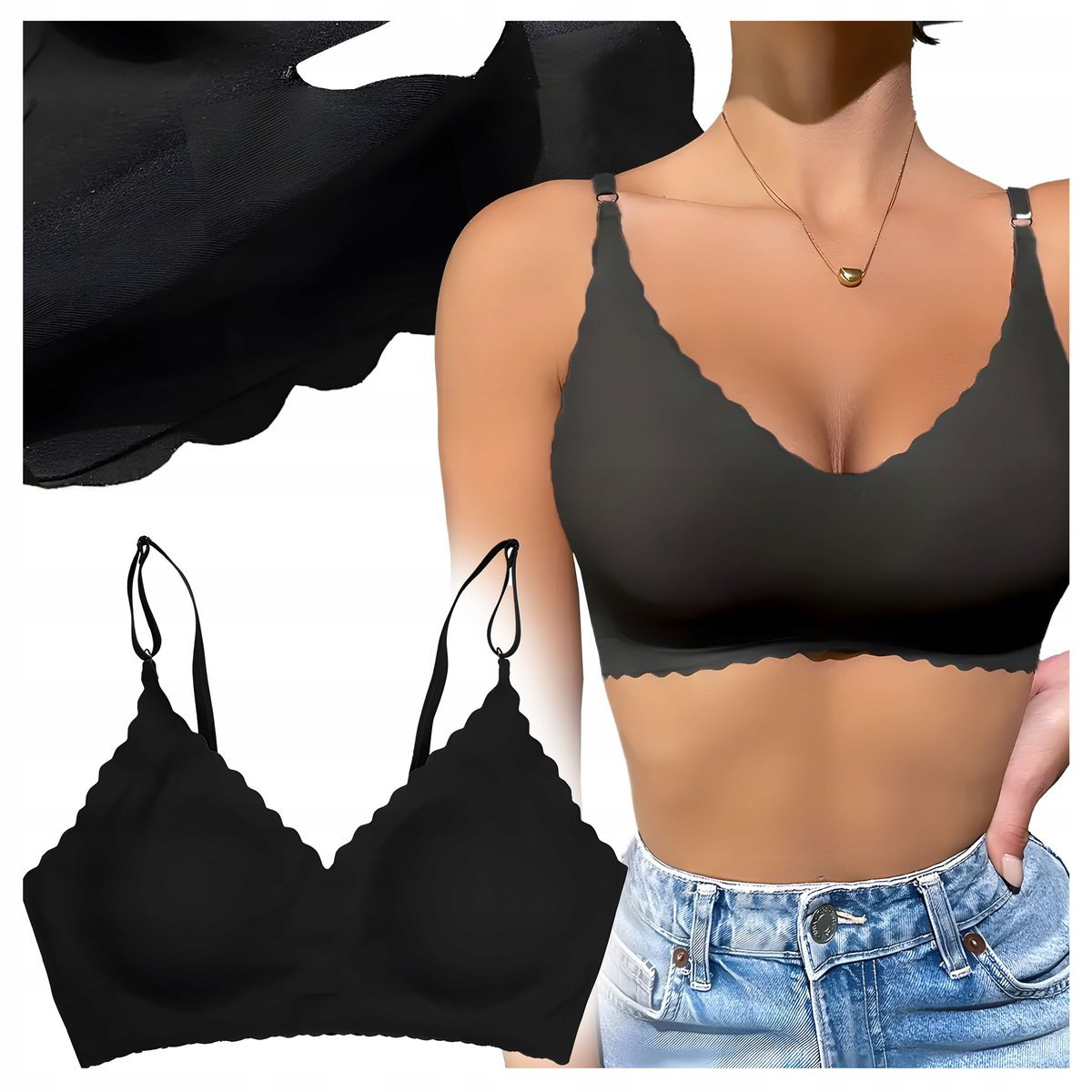 BIUSTONOSZ BEZSZWOWY Stanik Damski Modelujący Piersi Damski Top Sportowy L