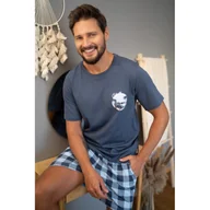 Piżamy damskie - Męska piżama chill out ze spodenkami w kratkę doctor nap -m - miniaturka - grafika 1