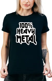 T-SHIRT DAMSKI Z NADRUKIEM HEAVY METAL ROCK GITARA KOSZULKA CZARNA R-M  MODEL  A122 - Koszulki i topy damskie - miniaturka - grafika 1