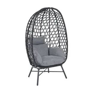 HOMLA Fotel PARAISO Czarny z szarą poduszką 85x67x144 cm - Fotele i krzesła ogrodowe - miniaturka - grafika 1