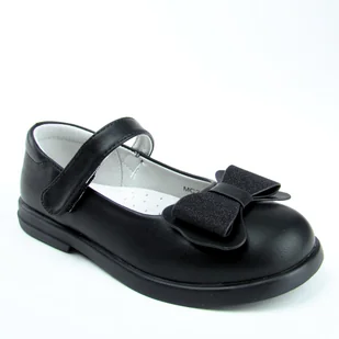 APAWWA MC289 dziecięce balerinki czarne wkładka profilowana skóra - Buty dla dziewczynek - miniaturka - grafika 1