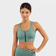 Bielizna sportowa damska - Stanik wysokie wsparcie Fitness SIROKO Squat Green Popielata Zieleń Kobieta - miniaturka - grafika 1