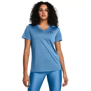 Koszulki sportowe damskie - Damska koszulka treningowa Under Armour Tech SSV- Twist - niebieska - UNDER ARMOUR - grafika 1