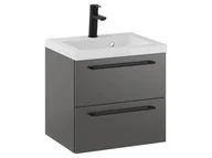 Szafki łazienkowe - Szafka Wisząca Z Umywalką RON 50 cm - Titan Mat - Uchwyty Czarne Matowe - miniaturka - grafika 1