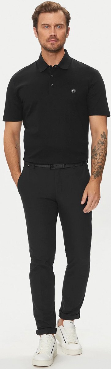 Koszulka polo z krótkim rękawem HUGO BOSS czarny T-shirt z kołnierzem r. S