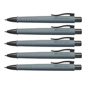 Długopisy - Faber-Castell 205024 - długopis Poly Ball, szary miejski, 5 sztuk, z wymiennym wkładem 0,5 mm, nadaje się do dokumentów - miniaturka - grafika 1
