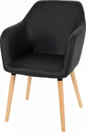 Krzesła - Krzesło do jadalni Malmö T381, krzesło kuchenne, design retro 50s ~ imitacja skóry , czarne, jasne nogi - miniaturka - grafika 1