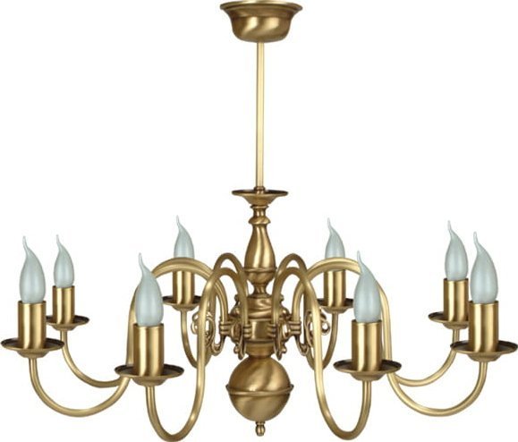 Lampa wisząca Solar Żyrandol z mosiądzu FLAMAND 8 płomienny