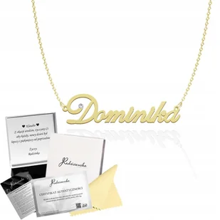 Złoty Naszyjnik z Imieniem DOMINIKA Łańcuszek SREBRO 925 DEDYKACJA GRATIS - Łańcuszki - miniaturka - grafika 1