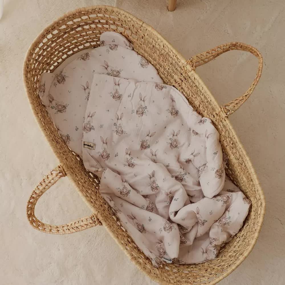 Komplet Pościeli Przedszkolaka 100x130cm Muślin Króliczki