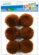 Pozostałe akcesoria dla plastyków - Craft with Fun Ozdoba dekoracyjna Pompon Welna 4cm/6szt Braz 12/144 - miniaturka - grafika 1