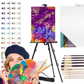 Dekoratorstwo - Duży Zestaw Malarski Artystyczny Sztaluga Farby Płótno - miniaturka - grafika 1