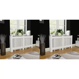 vidaXL Osłony na kaloryfer, 2 szt., białe, MDF, 152 cm - Akcesoria grzewcze - miniaturka - grafika 1