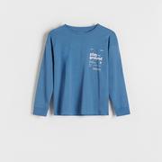 Koszulki dla chłopców - Reserved - Longsleeve oversize z nadrukiem - Niebieski - miniaturka - grafika 1