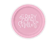 Dekoracje i nakrycia stołu na imprezę - Talerzyki na baby shower różowe - 23 cm - 8 szt. - miniaturka - grafika 1