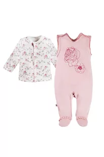 Bawełniany komplet niemowlęcy dla dziewczynki z kolekcji Roses - różowy - Komplety dla niemowląt - miniaturka - grafika 1