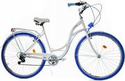 Rowery - Dallas Bike City 7spd 28 cali Damski Biało-niebieski - miniaturka - grafika 1