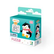  Puzzle Edukacyjne Kolorowanka Pingwin 2w1 dzieci