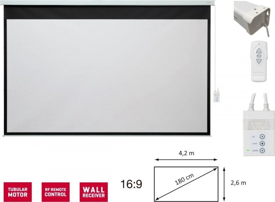 Fonestar PPEL-16180-FA - Elektryczny ekran projekcyjny 16:9, przekątna 180'