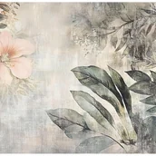 Fototapety - Fototapeta Kwiaty Liście Abstrakcja Beton Szary 350x250 cm Tapeta Do Sypialni Salonu Kuchni Na Flizelinie - miniaturka - grafika 1