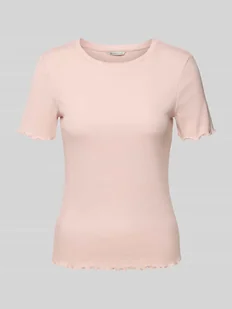 T-shirt o kroju slim fit z mieszanki bawełny - Koszulki i topy damskie - miniaturka - grafika 1
