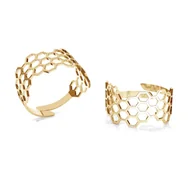 Pierścionki - Srebrny pierścionek - plaster miodu, srebro 925 : Srebro - kolor pokrycia - Pokrycie żółtym 18K złotem - miniaturka - grafika 1